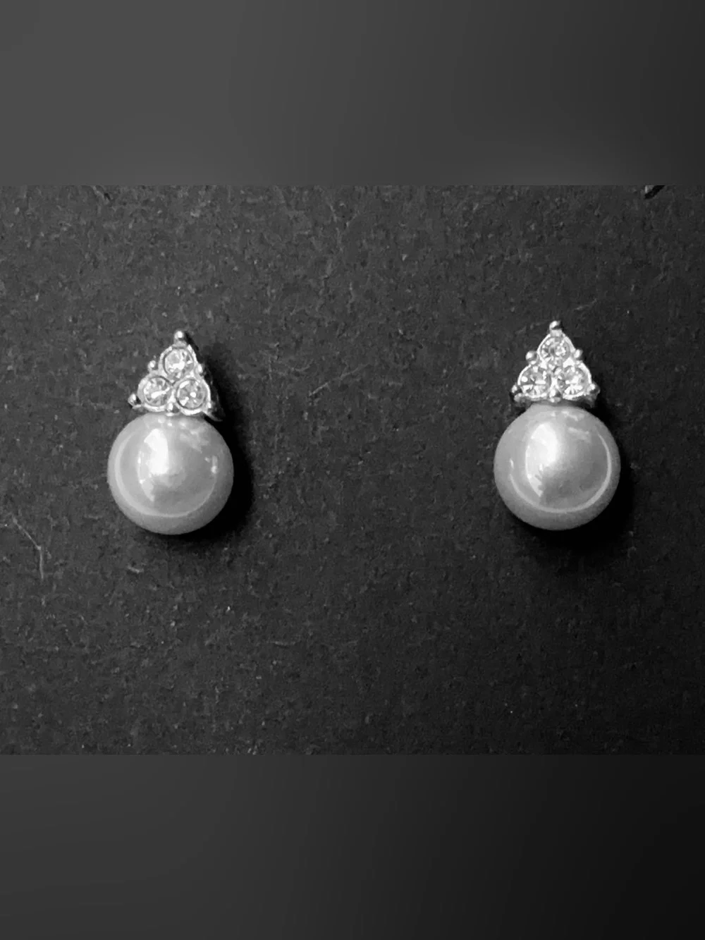 Pearl and Crystal Drop Stud Earrings - White